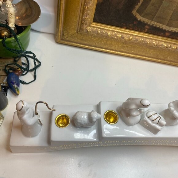 2004 Abbey Press Full Nativity Scene Candle Holder Bridge John 1:14 - Picture 5 of 11